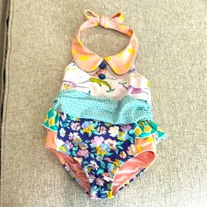 Wildflowers Narwhal and flowers halter‎ top swimsuit